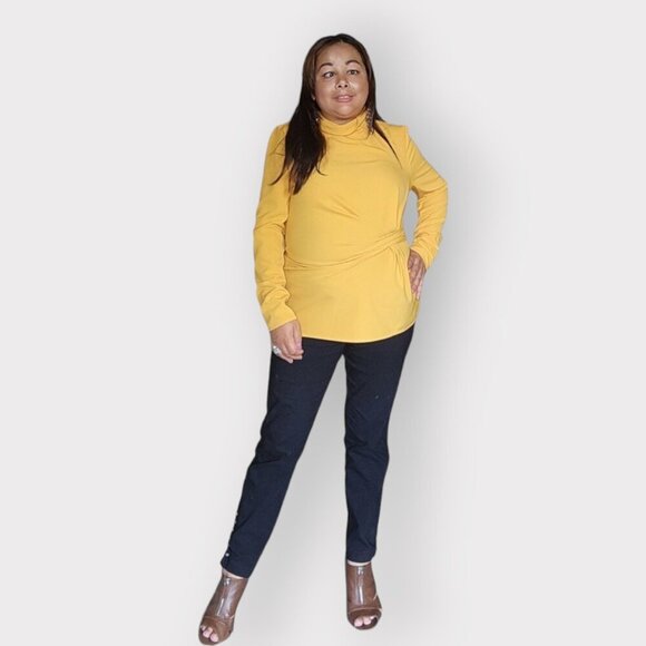 SFW WOMENS MEDIUM YELLOW SHIRT WITH HIGH COLLAR - Picture 2 of 5